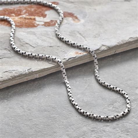 mens steel box chain necklace|men's box chain sterling silver.